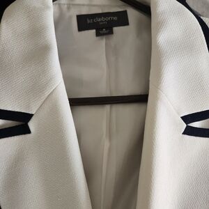 Liz Claiborne Ivory Blazer with Black Trim